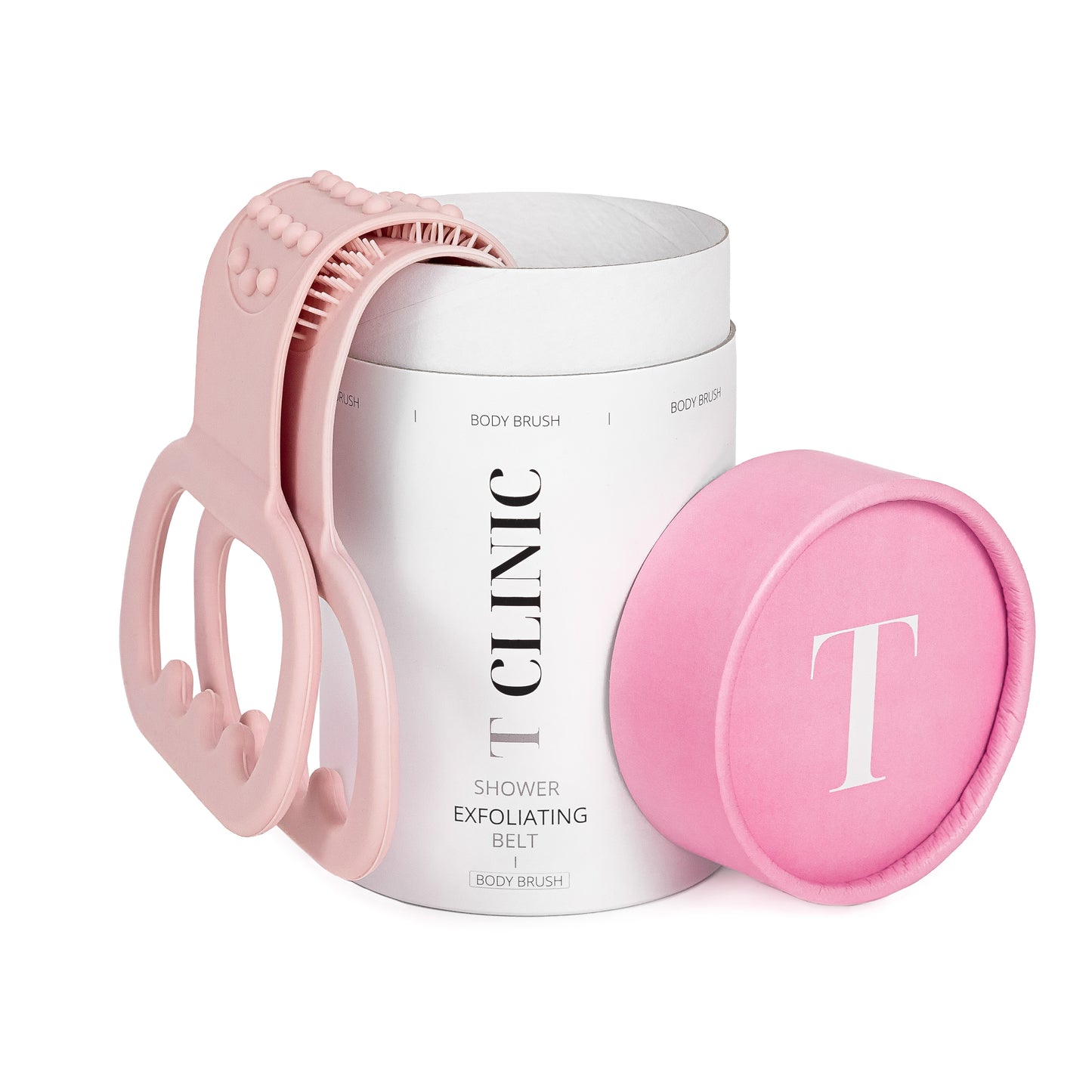 Pink Silicone Shower Brush Double Side Shower Exfoliating Belt