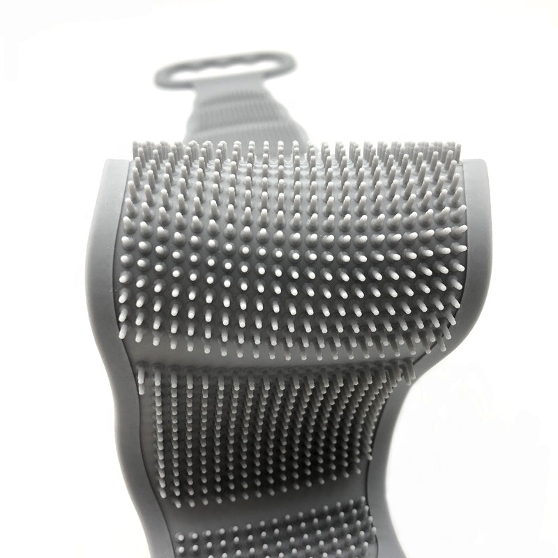 Grey Silicone Shower Brush Double Side Shower Exfoliating Belt