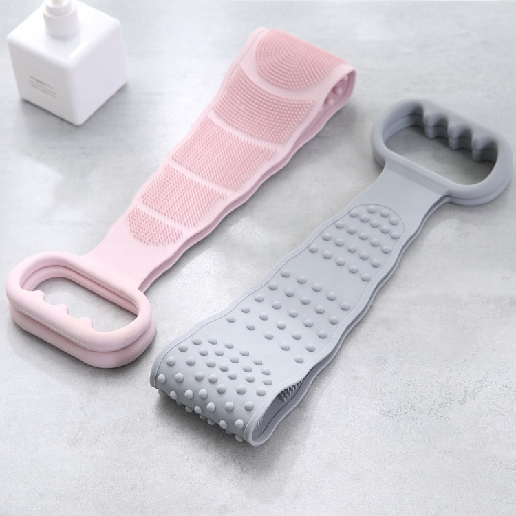Grey Silicone Shower Brush Double Side Shower Exfoliating Belt